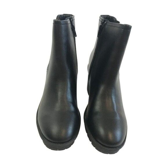 New! Faux Leather Chunky Block Heel Lug Sole Platform Veda Hiker Moto Boots - Picture 3 of 9